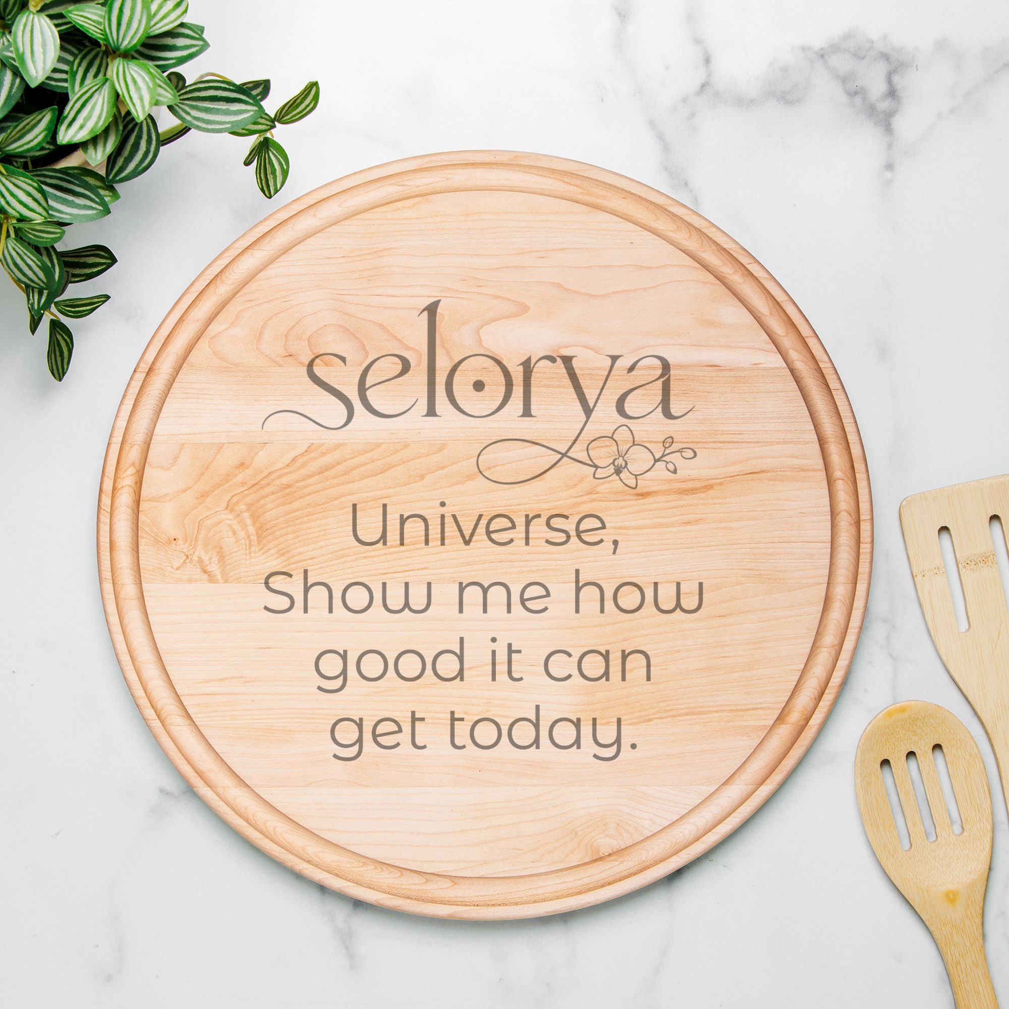 Selorya “How Good Can It Get?” Round Charcuterie Board